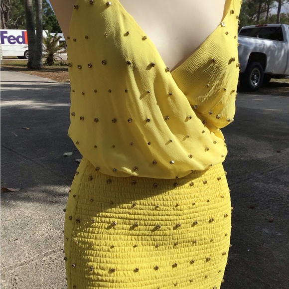 Retrofete Yellow Embellished Mini Skirt - Picture 9 of 11